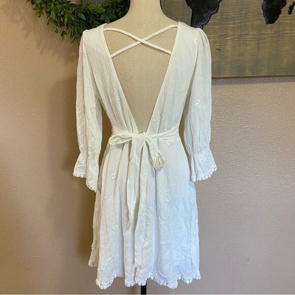 NWOT Lulus In the Meadow White Embroidered Backless Mini Dress - Picture 6 of 13